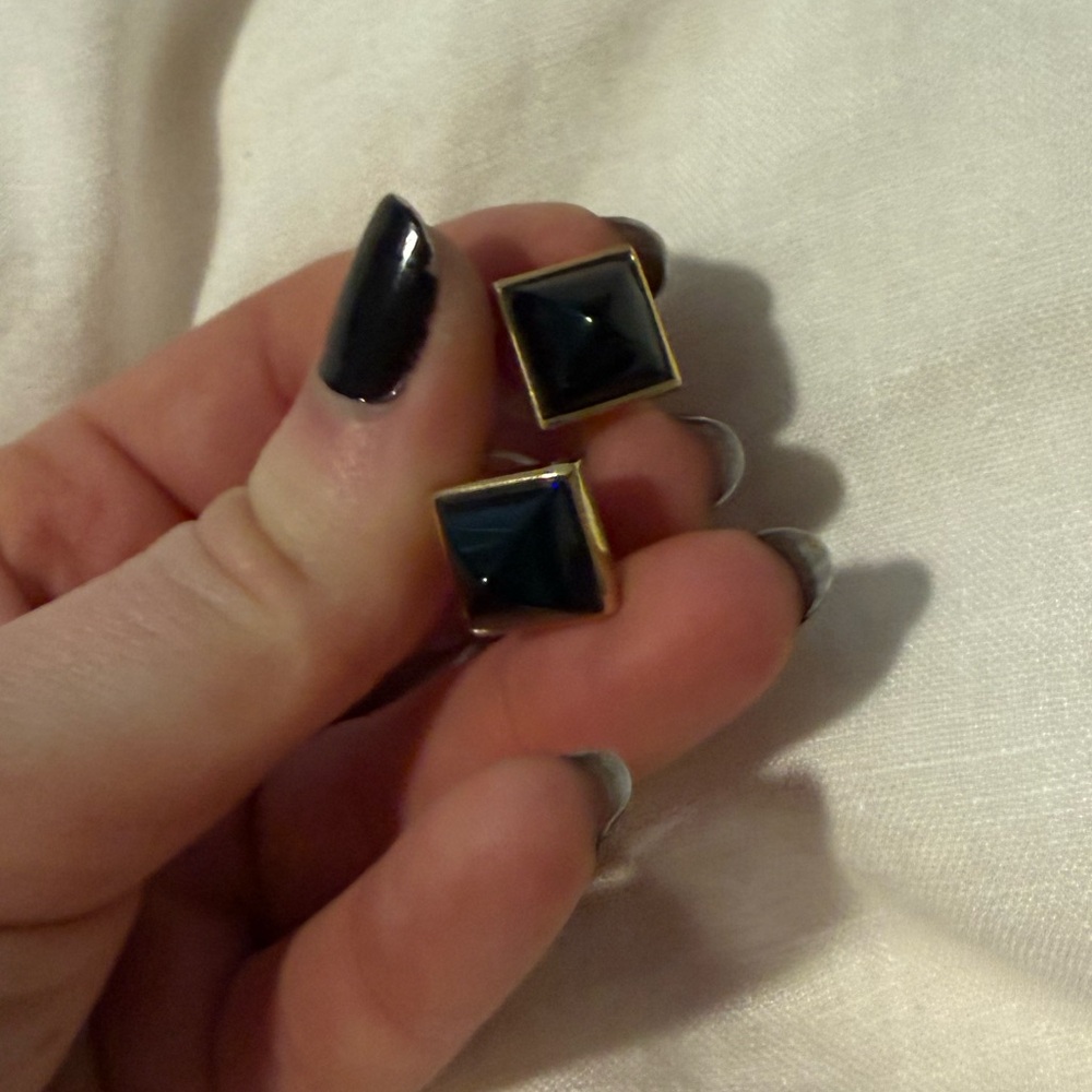 Elegant Black and Gold Stud Earrings